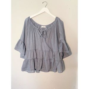 Mustard Seed Blue Flowy Blouse